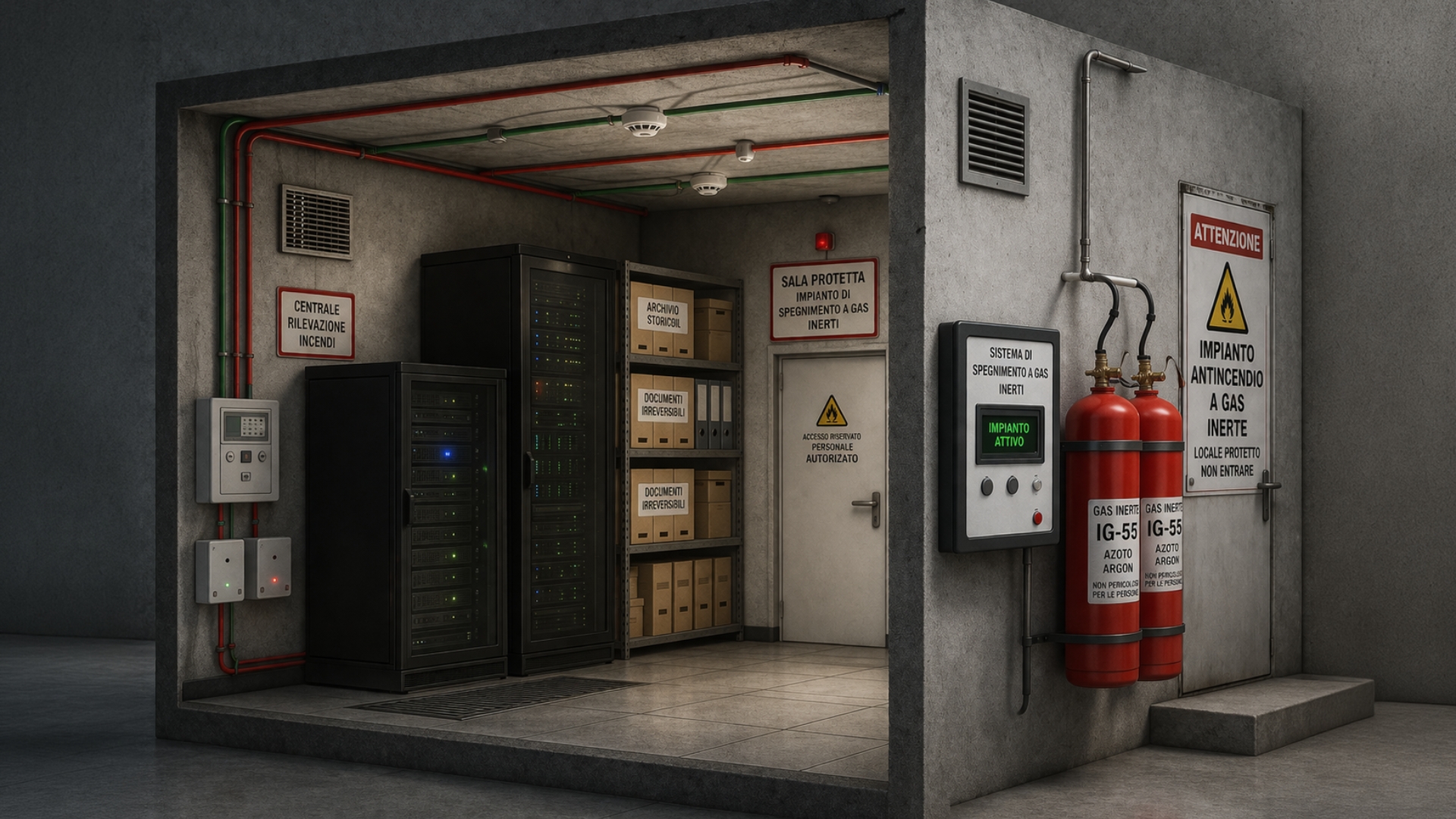Impianti antincendio a gas: quando l’acqua non si può usare